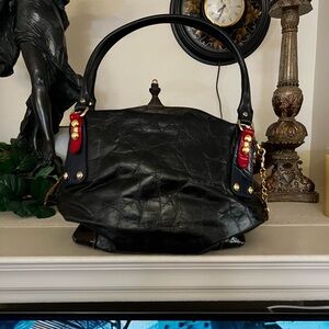 Marino Orlando Italian Elegant Black Leather Handbag